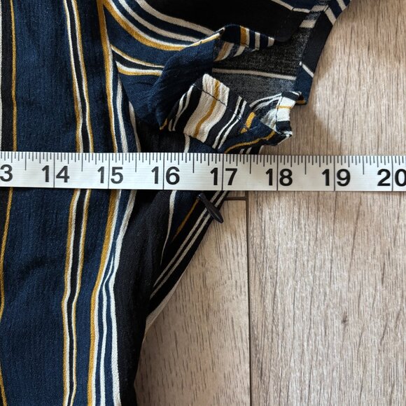 Winds of Change Striped Blue and Yellow Mini Dress Womens Small Boho Feminine - Picture 8 of 16